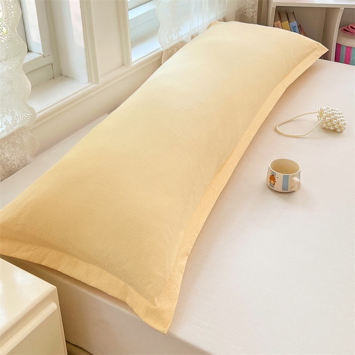 91家纺网 家纺一手货源 找家纺 梦舒羽 2025新款云感双层纱印花双人枕套情侣1.5m枕芯套1.8床枕头 奶酪黄