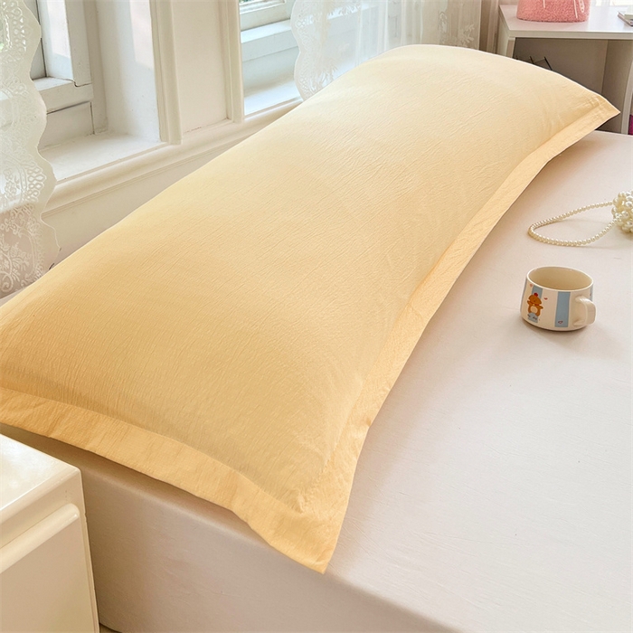 91家纺网 家纺一手货源 找家纺 梦舒羽 2025新款云感双层纱印花双人枕套情侣1.5m枕芯套1.8床枕头 奶酪黄