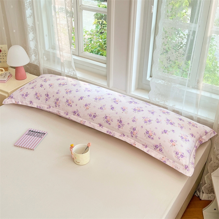 91家纺网 家纺一手货源 找家纺 梦舒羽 2025新款云感双层纱印花双人枕套情侣1.5m枕芯套1.8床枕头 紫薇花园