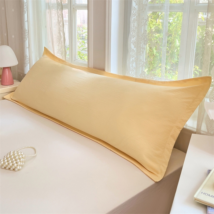 91家纺网 家纺一手货源 找家纺 梦舒羽 2025新款云感双层纱印花双人枕套情侣1.5m枕芯套1.8床枕头 奶酪黄