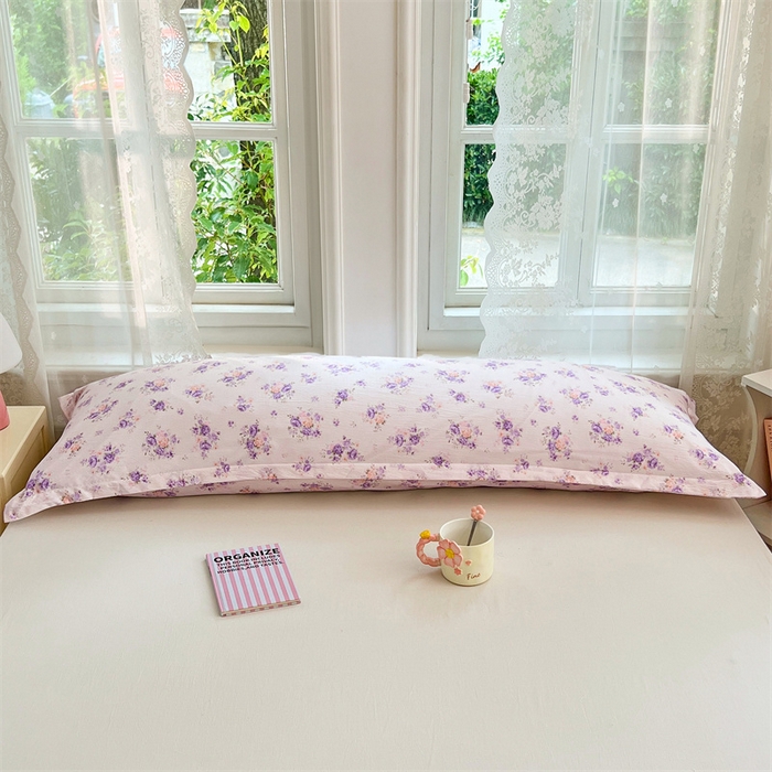 91家纺网 家纺一手货源 找家纺 梦舒羽 2025新款云感双层纱印花双人枕套情侣1.5m枕芯套1.8床枕头 紫薇花园