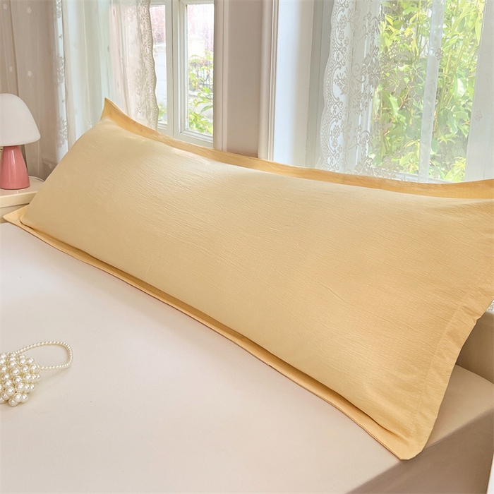 91家纺网 家纺一手货源 找家纺 梦舒羽 2025新款云感双层纱印花双人枕套情侣1.5m枕芯套1.8床枕头 奶酪黄