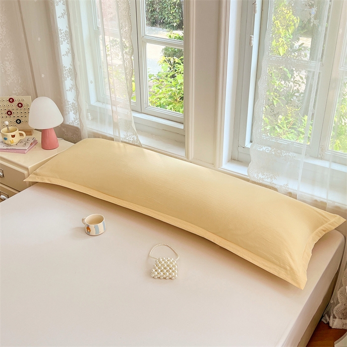 91家纺网 家纺一手货源 找家纺 梦舒羽 2025新款云感双层纱印花双人枕套情侣1.5m枕芯套1.8床枕头 奶酪黄