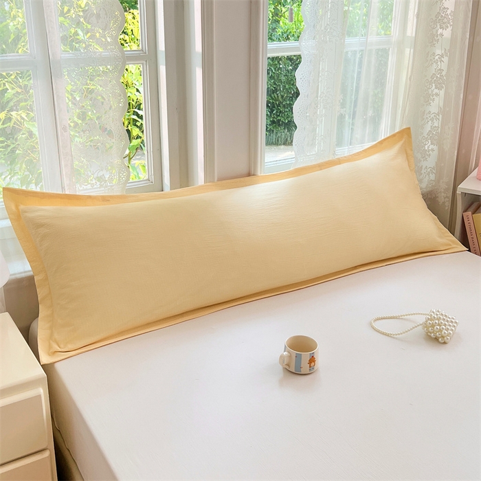 91家纺网 家纺一手货源 找家纺 梦舒羽 2025新款云感双层纱印花双人枕套情侣1.5m枕芯套1.8床枕头 奶酪黄