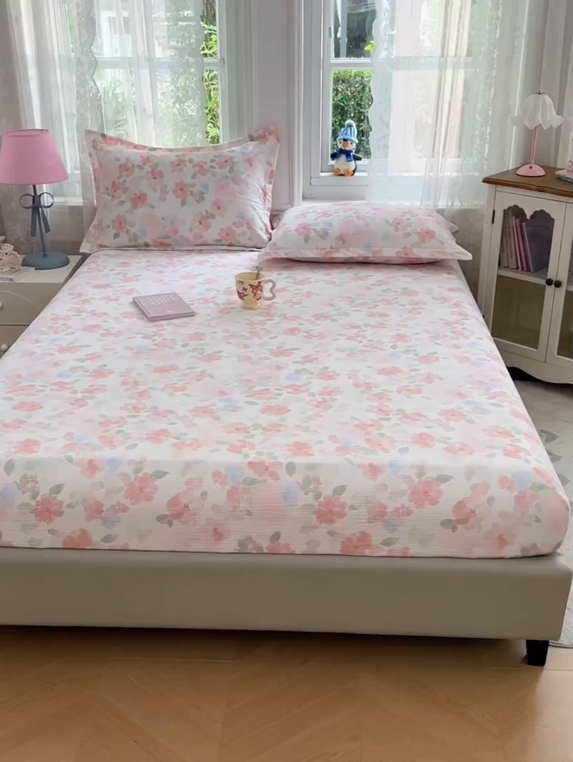 91家纺网 家纺一手货源 找家纺 梦舒羽 2025新款云感双层纱印花双人枕套情侣1.5m枕芯套1.8床枕头 倾城之恋