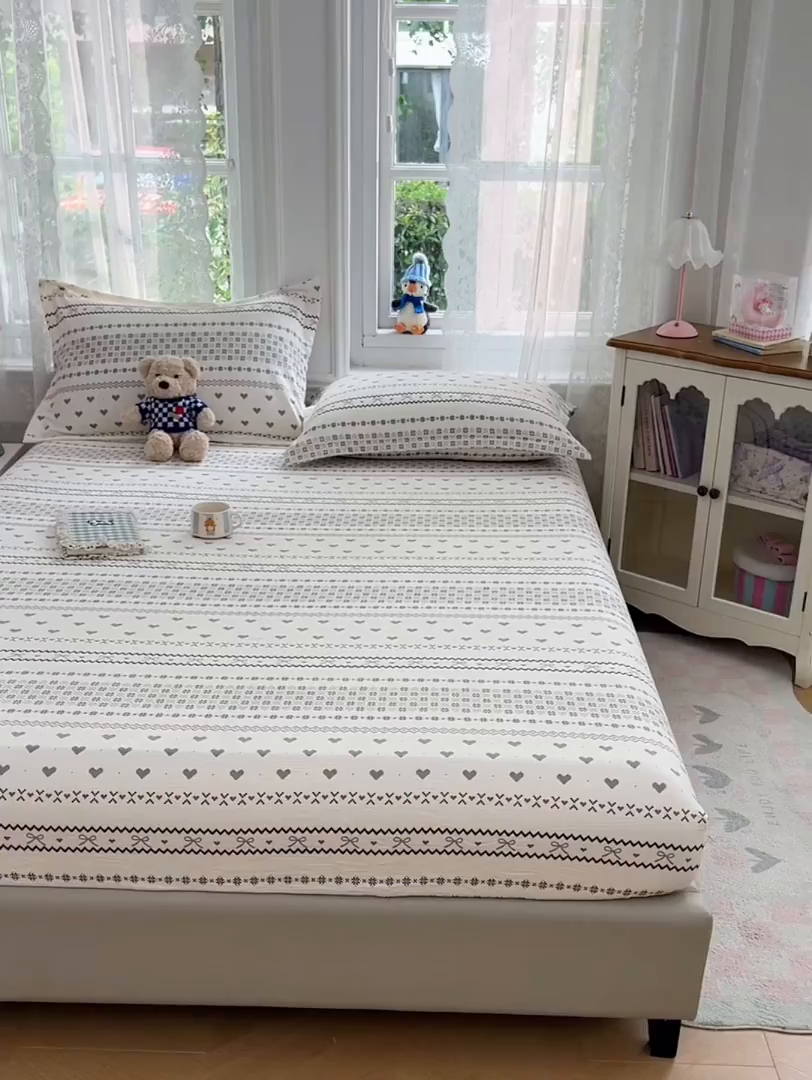 91家纺网 家纺一手货源 找家纺 梦舒羽 2025新款云感双层纱印花双人枕套情侣1.5m枕芯套1.8床枕头 遇见浪漫