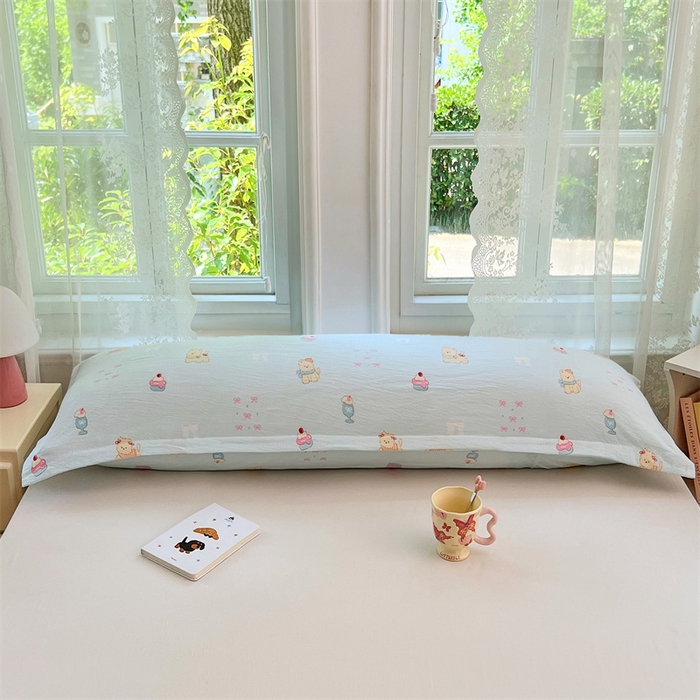 91家纺网 家纺一手货源 找家纺 梦舒羽 2025新款云感双层纱印花双人枕套情侣1.5m枕芯套1.8床枕头 甜心小狗