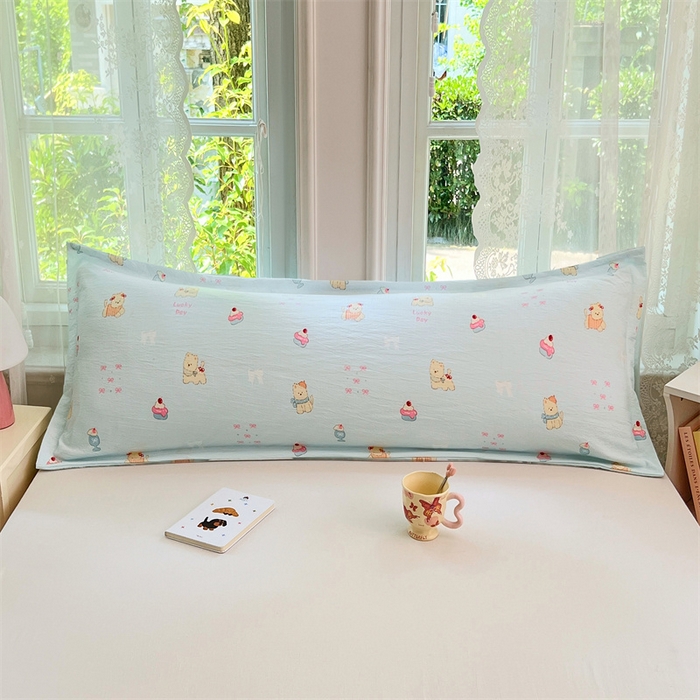 91家纺网 家纺一手货源 找家纺 梦舒羽 2025新款云感双层纱印花双人枕套情侣1.5m枕芯套1.8床枕头 甜心小狗