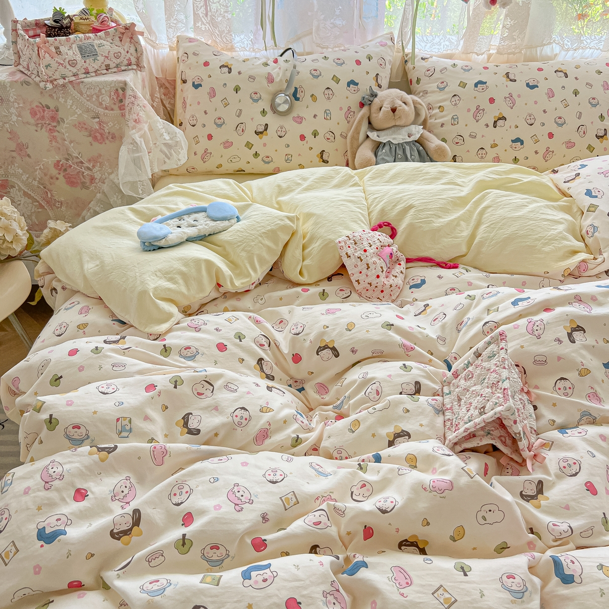 91家纺网 家纺一手货源 找家纺 盼季家纺 2025新款A类水洗棉印花双拼床上用品四件套学生宿舍床笠三件套 简单款-同学聚会