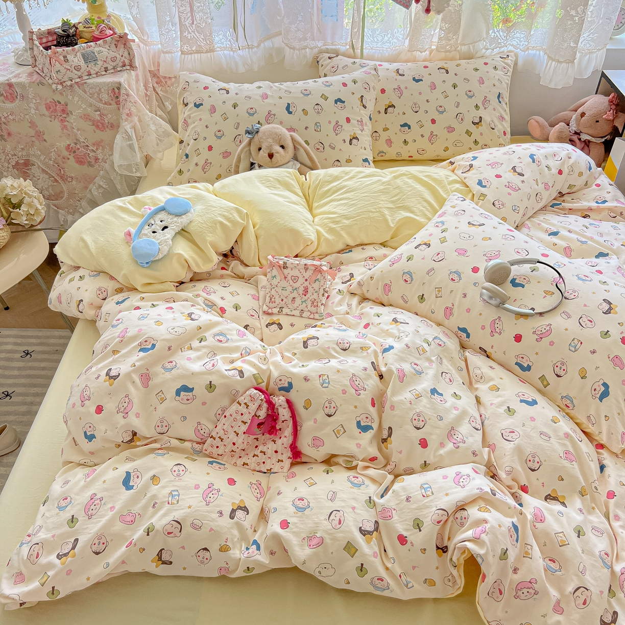 91家纺网 家纺一手货源 找家纺 盼季家纺 2025新款A类水洗棉印花双拼床上用品四件套学生宿舍床笠三件套 简单款-同学聚会