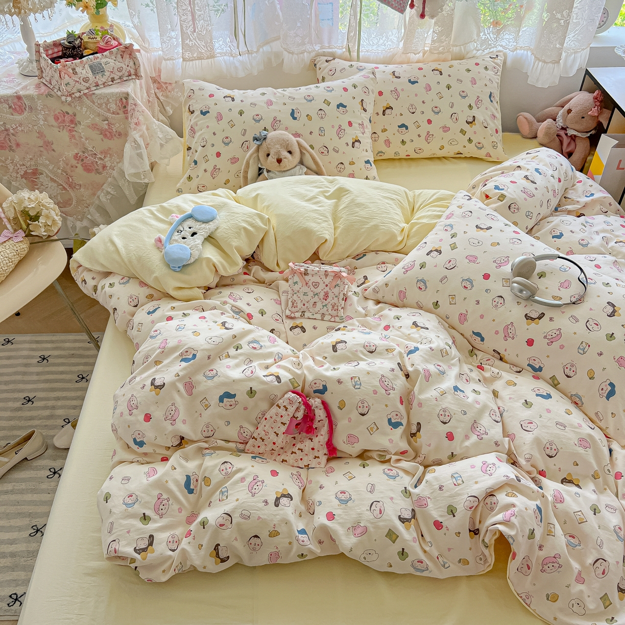 91家纺网 家纺一手货源 找家纺 盼季家纺 2025新款A类水洗棉印花双拼床上用品四件套学生宿舍床笠三件套 简单款-同学聚会