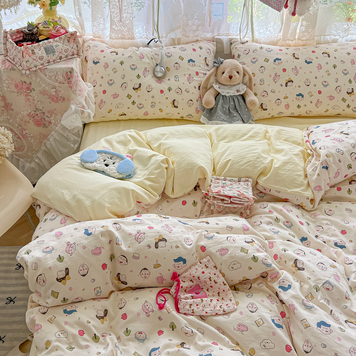 91家纺网 家纺一手货源 找家纺 盼季家纺 2025新款A类水洗棉印花双拼床上用品四件套学生宿舍床笠三件套 简单款-同学聚会