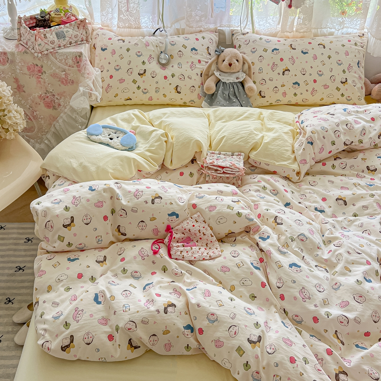 91家纺网 家纺一手货源 找家纺 盼季家纺 2025新款A类水洗棉印花双拼床上用品四件套学生宿舍床笠三件套 简单款-同学聚会