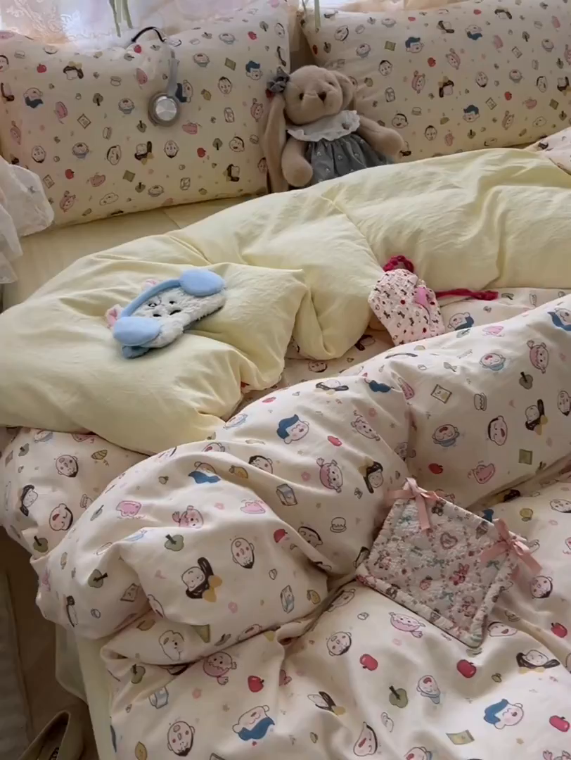 91家纺网 家纺一手货源 找家纺 盼季家纺 2025新款A类水洗棉印花双拼床上用品四件套学生宿舍床笠三件套 简单款-同学聚会