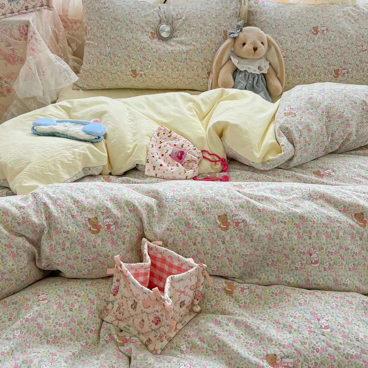 91家纺网 家纺一手货源 找家纺 盼季家纺 2025新款A类水洗棉印花双拼床上用品四件套学生宿舍床笠三件套 简单款-小伙伴