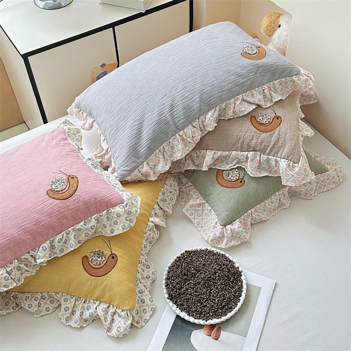 91家纺网 家纺一手货源 找家纺 （总）卓昌枕芯 2025新款双层纱全棉儿童成人蜗牛绣花荞麦枕羽丝绒枕枕头枕芯