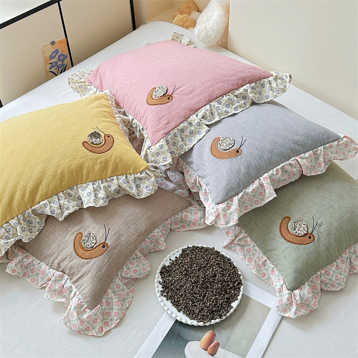 91家纺网 家纺一手货源 找家纺 （总）卓昌枕芯 2025新款双层纱全棉儿童成人蜗牛绣花荞麦枕羽丝绒枕枕头枕芯