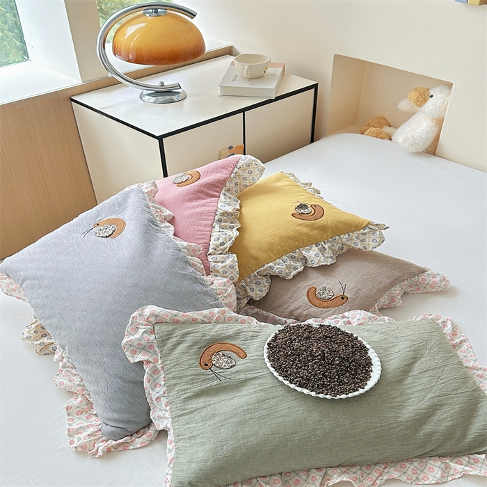 91家纺网 家纺一手货源 找家纺 （总）卓昌枕芯 2025新款双层纱全棉儿童成人蜗牛绣花荞麦枕羽丝绒枕枕头枕芯