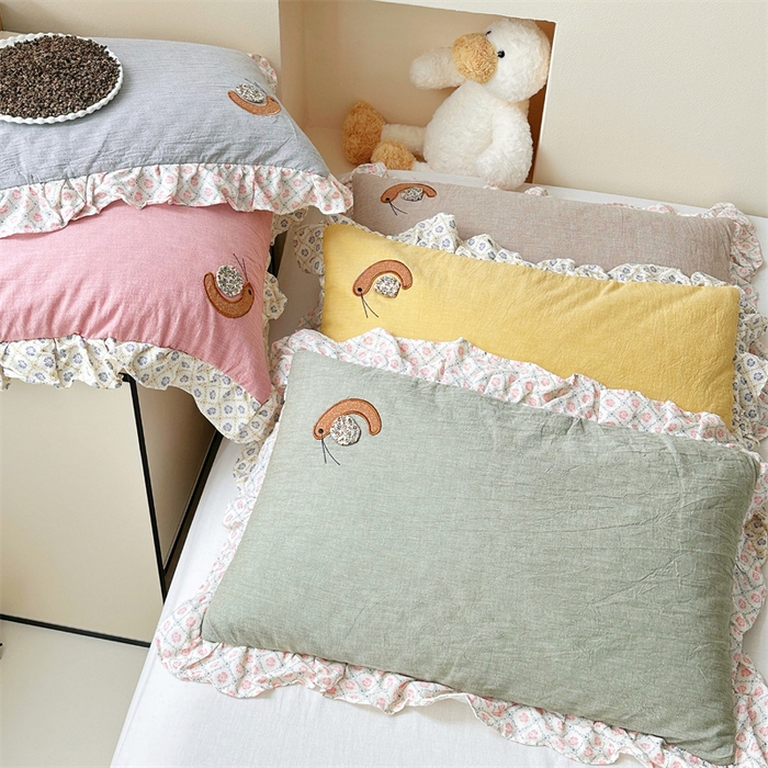 91家纺网 家纺一手货源 找家纺 （总）卓昌枕芯 2025新款双层纱全棉儿童成人蜗牛绣花荞麦枕羽丝绒枕枕头枕芯