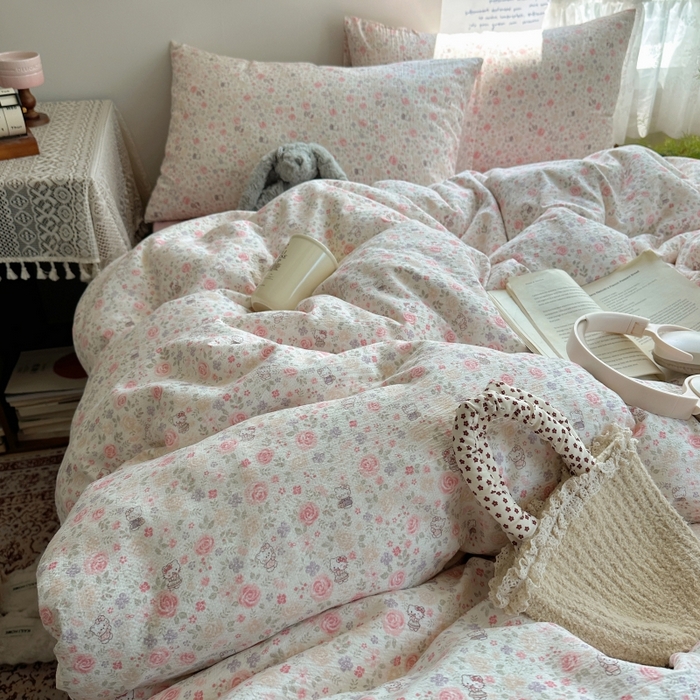 红嘴企鹅 2025新款水洗棉四件套 凯蒂花漾