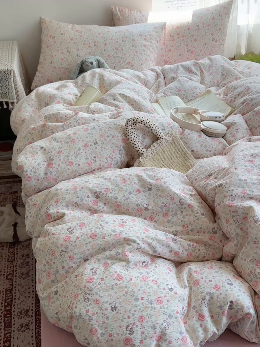 91家纺网 家纺一手货源 找家纺 红嘴企鹅 2025新款水洗棉四件套 凯蒂花漾