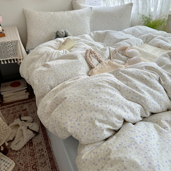 91家纺网 家纺一手货源 找家纺 红嘴企鹅 2025新款水洗棉四件套 浅暮堇语