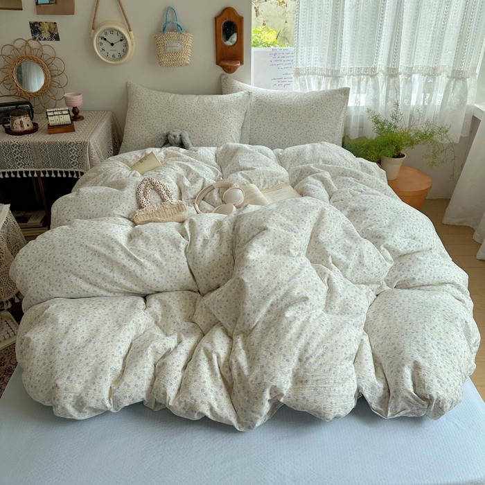 91家纺网 家纺一手货源 找家纺 红嘴企鹅 2025新款水洗棉四件套 浅暮堇语