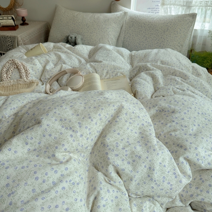 91家纺网 家纺一手货源 找家纺 红嘴企鹅 2025新款水洗棉四件套 浅暮堇语