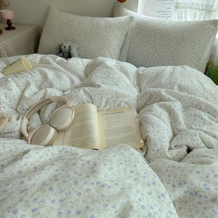 91家纺网 家纺一手货源 找家纺 红嘴企鹅 2025新款水洗棉四件套 浅暮堇语