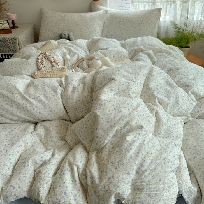 91家纺网 家纺一手货源 找家纺 红嘴企鹅 2025新款水洗棉四件套 浅暮堇语