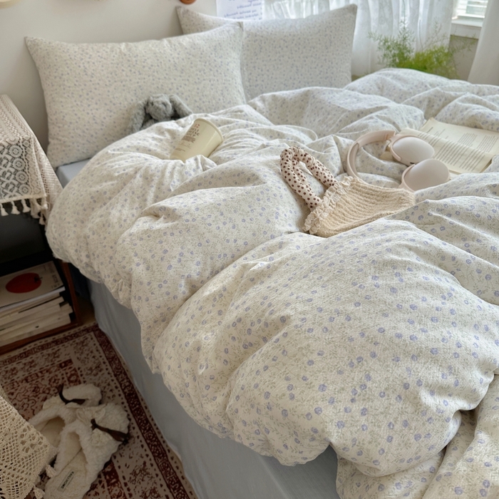 91家纺网 家纺一手货源 找家纺 红嘴企鹅 2025新款水洗棉四件套 浅暮堇语