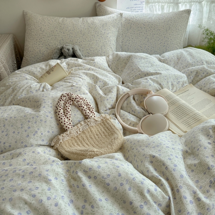 91家纺网 家纺一手货源 找家纺 红嘴企鹅 2025新款水洗棉四件套 浅暮堇语