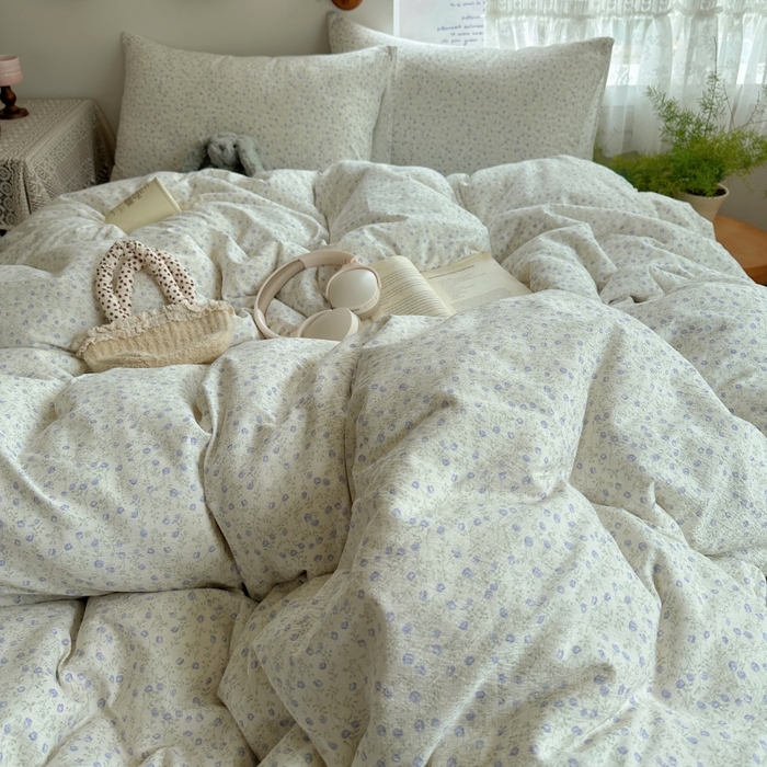 91家纺网 家纺一手货源 找家纺 红嘴企鹅 2025新款水洗棉四件套 浅暮堇语