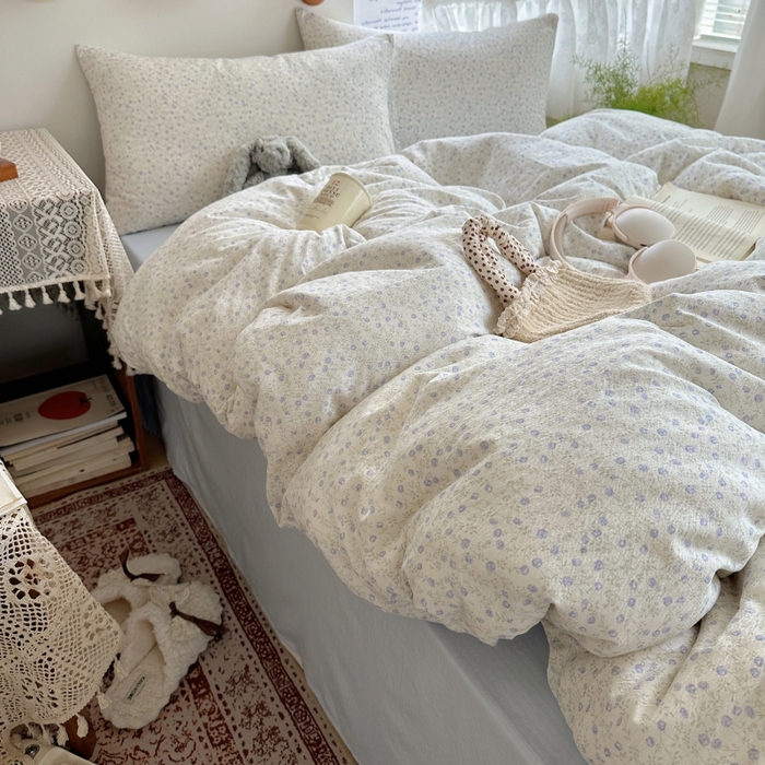 91家纺网 家纺一手货源 找家纺 红嘴企鹅 2025新款水洗棉四件套 浅暮堇语