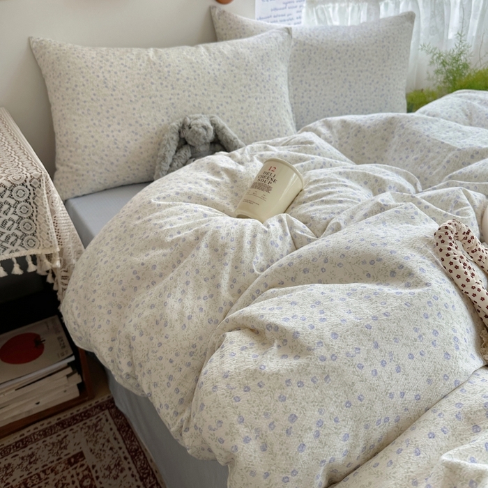 91家纺网 家纺一手货源 找家纺 红嘴企鹅 2025新款水洗棉四件套 浅暮堇语