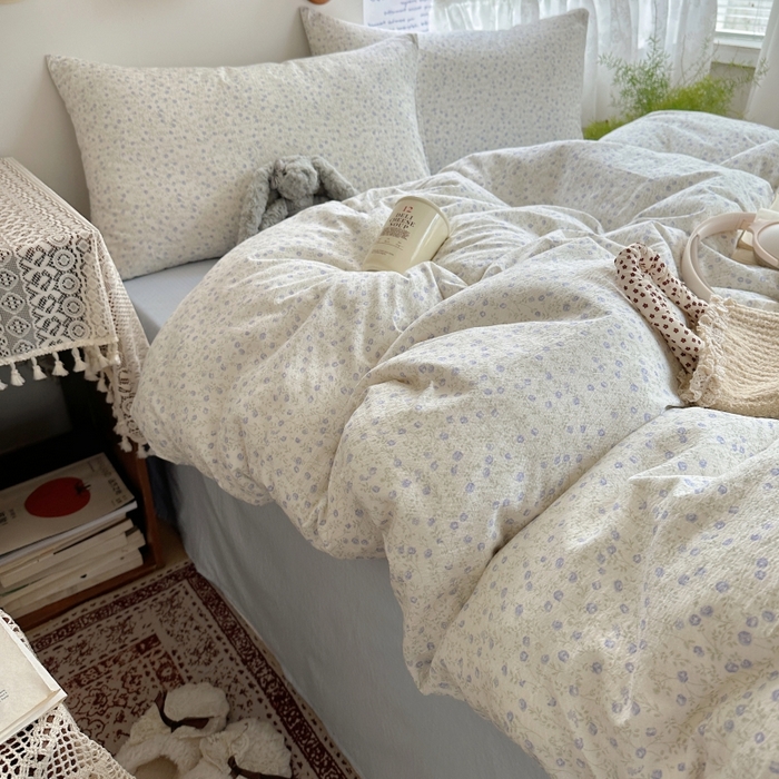 91家纺网 家纺一手货源 找家纺 红嘴企鹅 2025新款水洗棉四件套 浅暮堇语