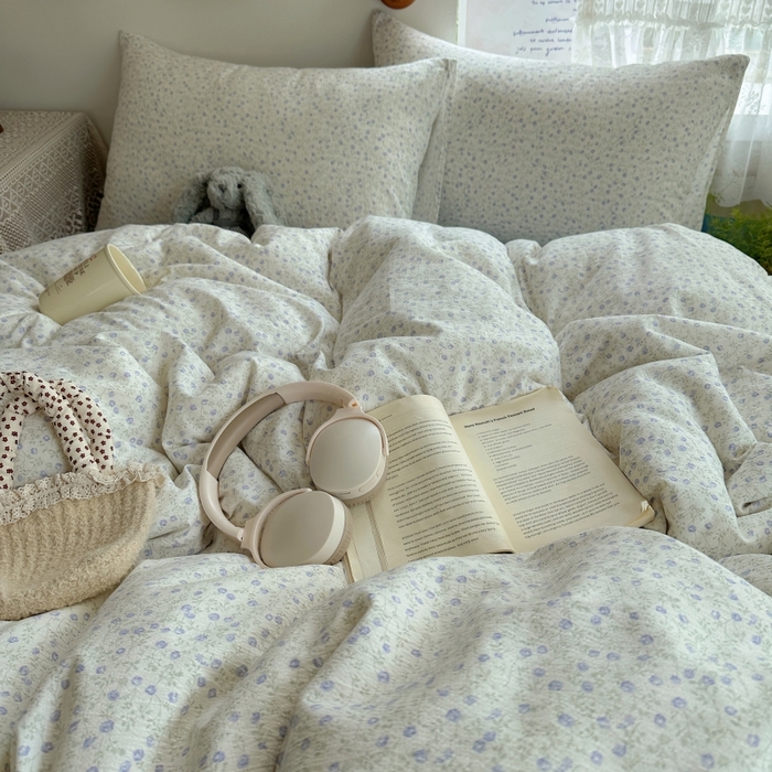 91家纺网 家纺一手货源 找家纺 红嘴企鹅 2025新款水洗棉四件套 浅暮堇语