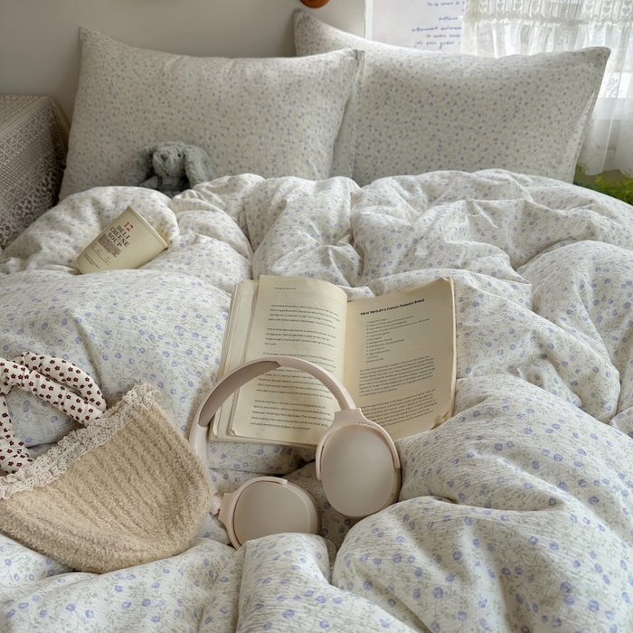 91家纺网 家纺一手货源 找家纺 红嘴企鹅 2025新款水洗棉四件套 浅暮堇语