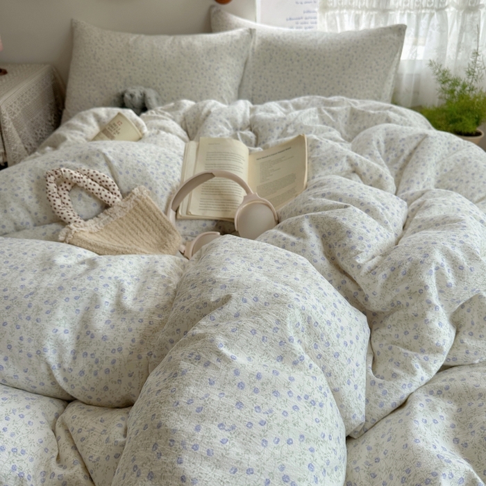 91家纺网 家纺一手货源 找家纺 红嘴企鹅 2025新款水洗棉四件套 浅暮堇语