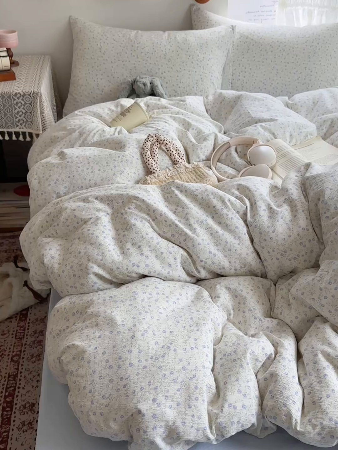 91家纺网 家纺一手货源 找家纺 红嘴企鹅 2025新款水洗棉四件套 浅暮堇语