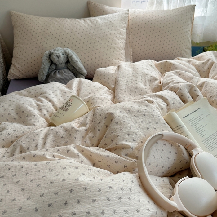 91家纺网 家纺一手货源 找家纺 红嘴企鹅 2025新款水洗棉四件套 柔梦蝶