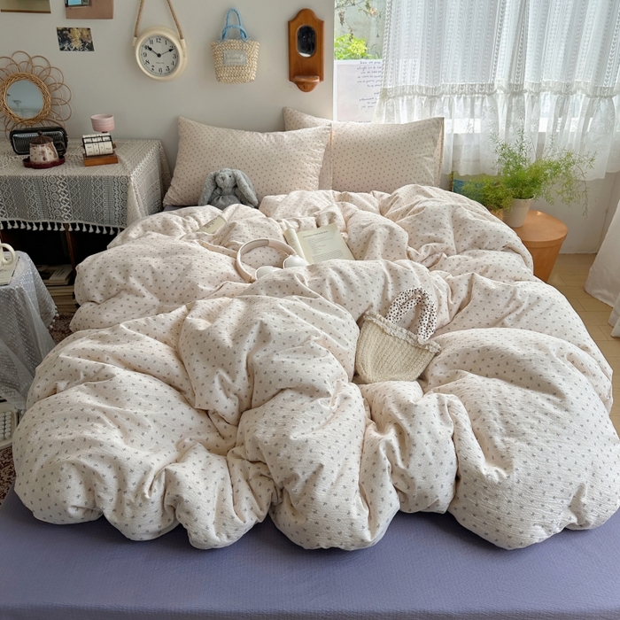 91家纺网 家纺一手货源 找家纺 红嘴企鹅 2025新款水洗棉四件套 柔梦蝶