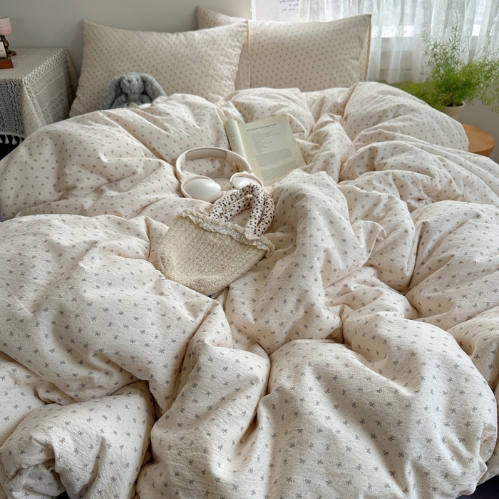 91家纺网 家纺一手货源 找家纺 红嘴企鹅 2025新款水洗棉四件套 柔梦蝶