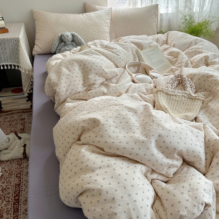 91家纺网 家纺一手货源 找家纺 红嘴企鹅 2025新款水洗棉四件套 柔梦蝶