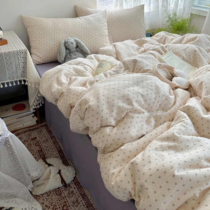 91家纺网 家纺一手货源 找家纺 红嘴企鹅 2025新款水洗棉四件套 柔梦蝶