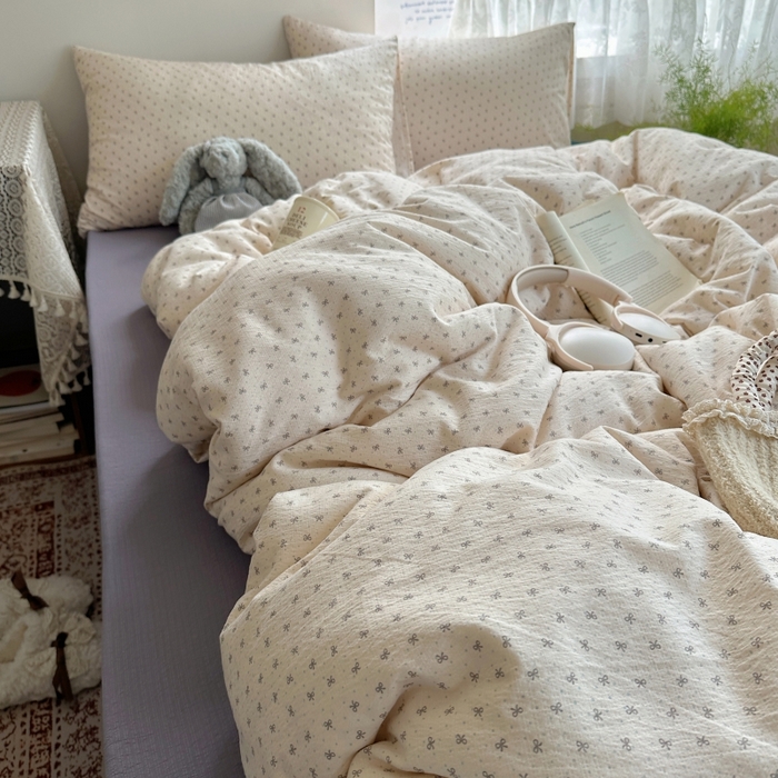 91家纺网 家纺一手货源 找家纺 红嘴企鹅 2025新款水洗棉四件套 柔梦蝶