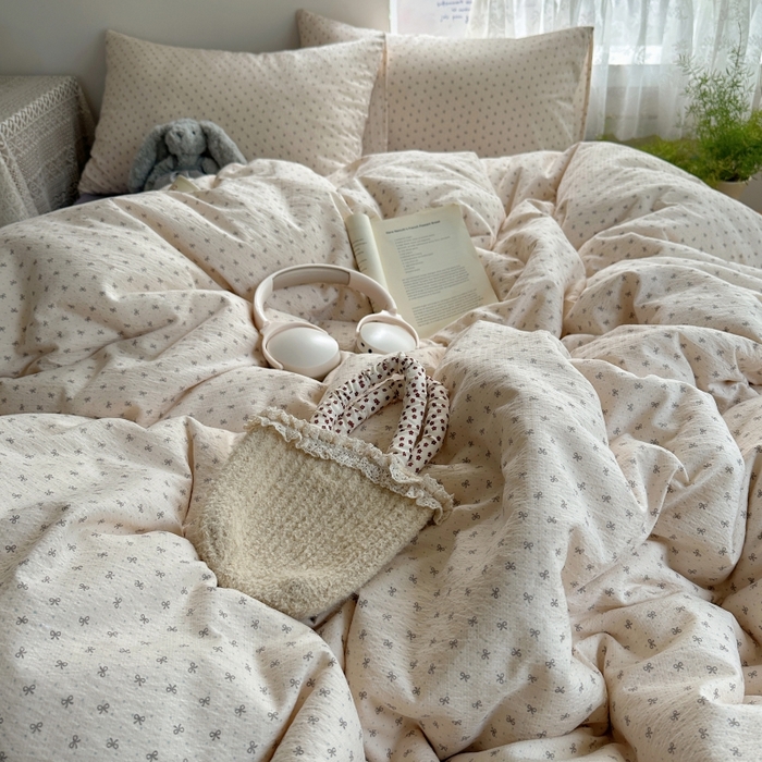 91家纺网 家纺一手货源 找家纺 红嘴企鹅 2025新款水洗棉四件套 柔梦蝶