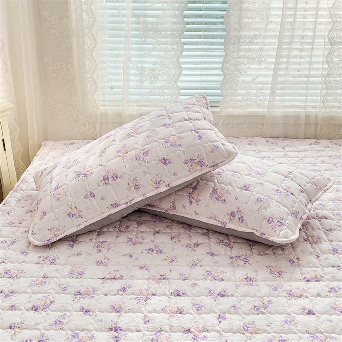 91家纺网 家纺一手货源 找家纺 梦舒羽 2025新款云感双层纱夹棉床褥床护垫床垫保护垫学生宿舍专用三件套 紫薇花园