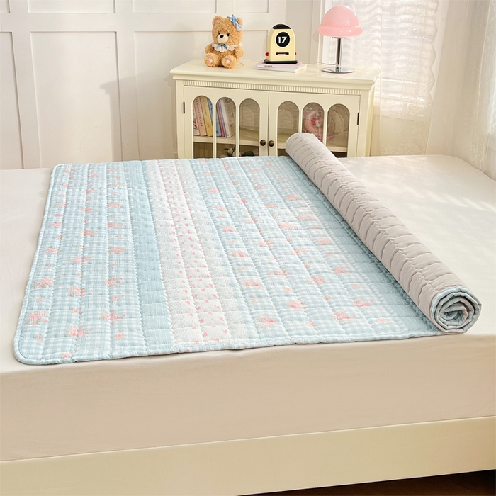 91家纺网 家纺一手货源 找家纺 梦舒羽 2025新款云感双层纱夹棉床褥床护垫床垫保护垫学生宿舍专用三件套 浮生若梦