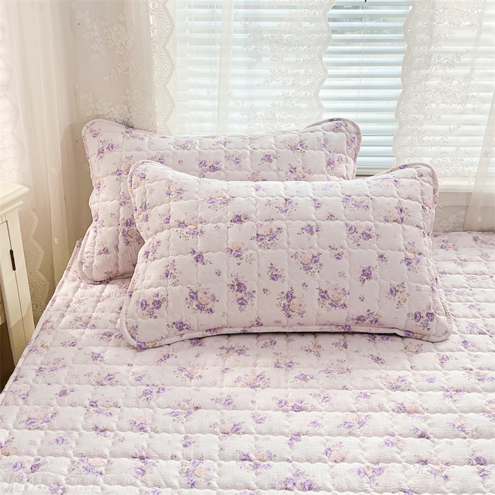 91家纺网 家纺一手货源 找家纺 梦舒羽 2025新款云感双层纱夹棉床褥床护垫床垫保护垫学生宿舍专用三件套 紫薇花园